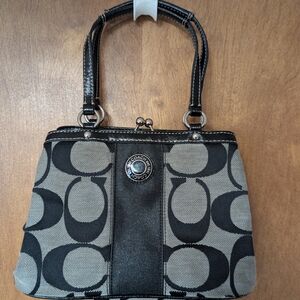 Coach Monogram Black and Gray Shoulder Bag